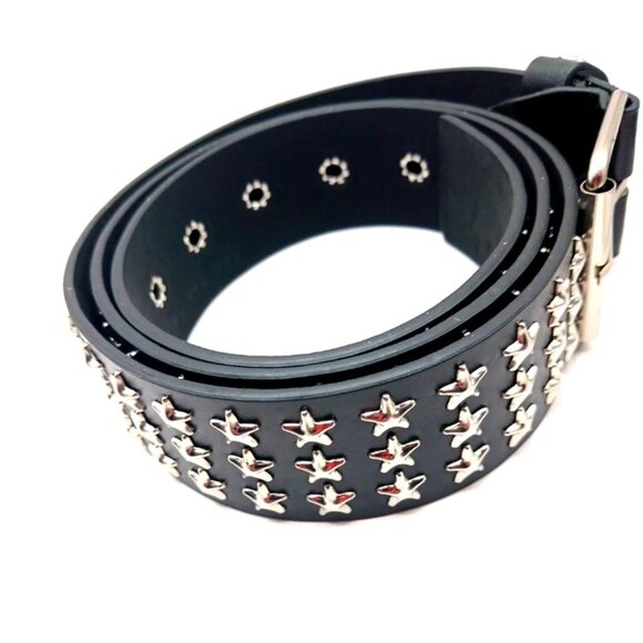 Gothic Stars Vegan Leather Belt Unisex Black- New - Picture 10 of 10